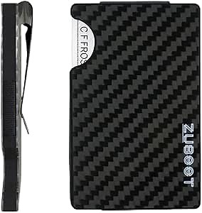 Slim RFID Wallet for Men – 3K Carbon Fiber Minimalist Front Pocket Wallet with Built-In Cash Clip – Lightweight, Durable Card Holder for Everyday Carry (Holds 16 Cards)