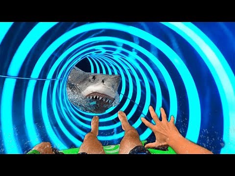 he went down the shark infested waterslide.. (BIG MISTAKE)
