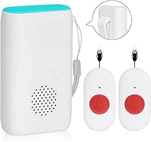 Wireless Caregiver Pager Nurse Alert System SOS Call Button Vibration Pager Nurse Calling Alert System with 58 Melodies 4 Adjust Volume Levels for Patients Seniors Elderly Monitoring at Home