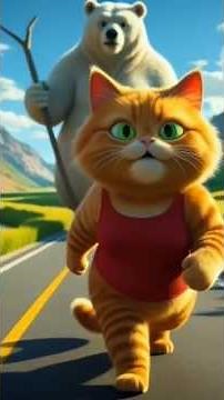 Orange ginger cat VS white polar bear #fat cat #funny cat #orange cat #cat #catlovers