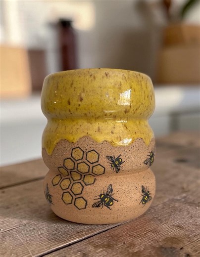 Handmade Ceramic Bee Bubble Jar/cup - Etsy