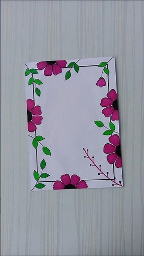 Elegant Pink Floral Border Design/6 easy border design/Project design/Priyanka Gunwal #shorts