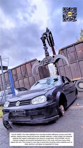 How Scrap Yards Use Hydraulic Grapples to Dismantle Old Cars #9work