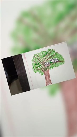 Bird sitting on tree drawing # shorts