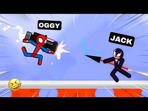 OGGY SPIDERMAN VS VENOM JACK FIGHT IN STICKMAN CLASH | STICKMAN FIGHT GAME