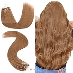 Hairro Microlink Hair Extensions Human Hair Micro Loop Bead In Hair Micro Ring I Tip Pre Bonded Cold Fusion Keratin Glue Stick Remy Itip Hair For Women 18 Inch 50g 50 Strands #06 Light Brown