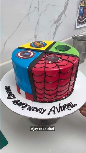 Avengers cake decorating ideas #avengers #spider man #superman ￼#ironman #hulk #viral #reels #video
