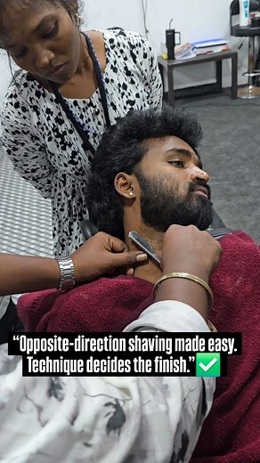 172K views · 2.4K reactions | “Upgrade your barbering: opposite-direction shave for ultra-smooth skin.” For Course Enquires call  8610282448 8124474697 #BarberingSkills #ShavingTechnique #AgainstTheGrain #CleanShave #ProfessionalBarber #BarberLife #A5MenGroomingAcademy #BarberTraining #MenGrooming #ShaveTutorial #IndianBarber #FadeMasters #BarberEducation #learnbarbering | Ellappan Swaminathan | Facebook