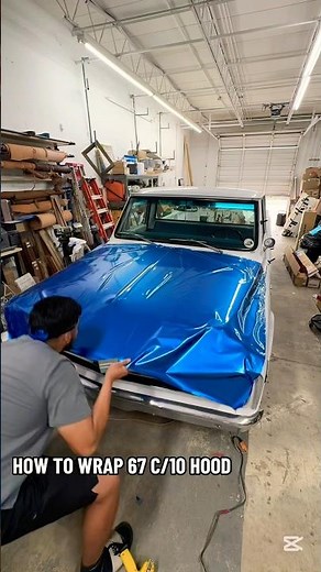 HOW TO WRAP 1967 C10 HOOD #fyp #viral #wrap #vinyl #c10 #chevy #youtubeshorts #dallas #satisfying