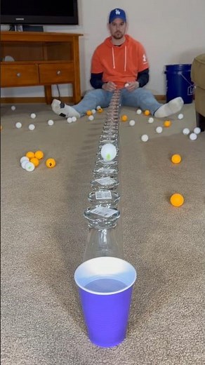 100 Bottles Trick Shot 😳 Ping Pong Ball Perfect Aim#satisfying #trickshots #youtube #short #sports