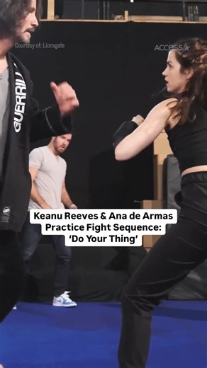 "Do your thing" ❤️ #KeanuReeves and #AnadeArmas rehearsed fight choreography for their upcoming film #BALLERINA. | Access