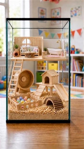 🐹 Why does this Hamster House have a LUXURY Bathroom?! 🛁😲 #funny #hamster #cute #ai