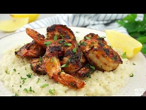 Creamy Cheesy Shrimp Cauliflower Grits Low-Carb Keto Recipe