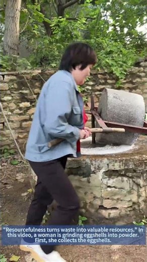 Woman Grinds Eggshells into Powder for Diverse Uses
