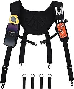 Stahlusdick Large Tool Belt Suspenders for Men,Heavy Duty Tools Suspenders for men with 4 pack Suspender Loop (Black-new)
