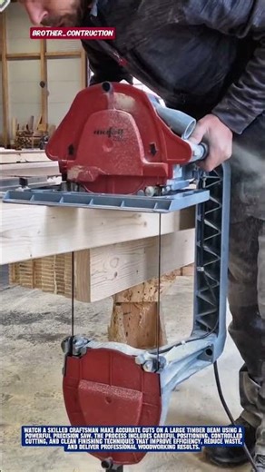 Massive Timber Beam Cutting with Precision Saw | Professional Woodworking Process