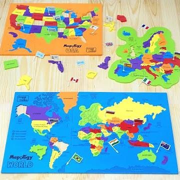 Mapology Combo: World & USA with Flags and Capitals