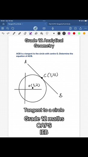 Grade 12 Analytical Geometry: Tangents to a circle . . . . . . . #grade12maths #grade12analyticalgeometry #analyticalgeometry #euclideangeometry #matric2026 #matric2027 #sfiso #SAMA28