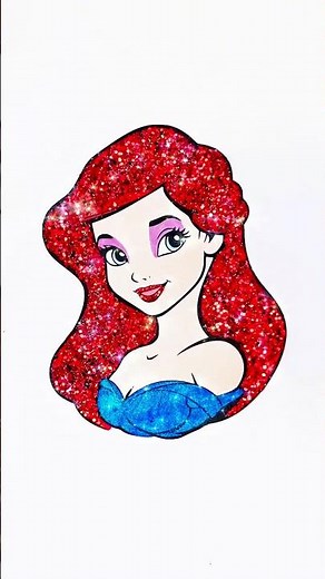 DIY glitter Ariel the little Mermaid red hair #kids #ariel #mermaid #thelittlemermaid #girl