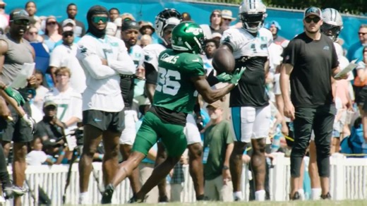Jets-Panthers Practice Highlights (8/9) | Brandin Echols Pick-Six, Aaron Rodgers Goes Deep & More