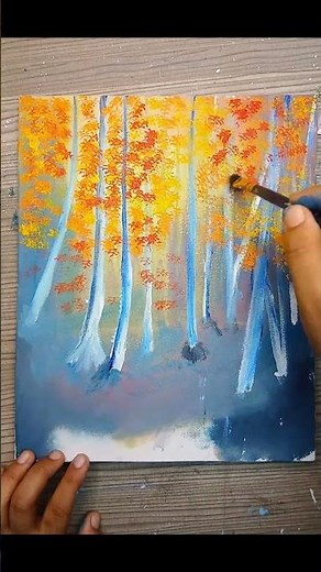 Easy Autumn Forest Painting | Acrylic Landscape Painting Tutorial #AutumnPainting#ForestPainting