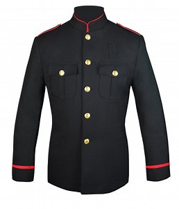 High Collar Fire Dept Honor Guard Jacket Basic Trim (Black & Red) Flat Trim Sleeve