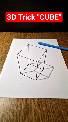 Amazing 3D "CUBE" Real Illusion on Paper 🧊✏️😱 #cube #3ddrawing #3dart #drawingtutorial #paperart