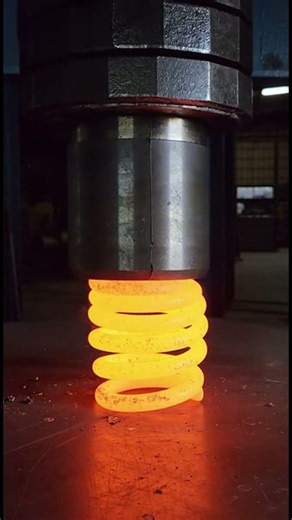 Red Hot Spring vs Hydraulic Press 🔥 #hydraulicpress #shorts#oddlysatisfying