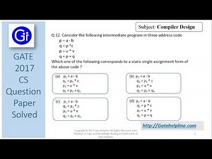 GATE 2017 CS Q12. Consider the following intermediate program in three address code