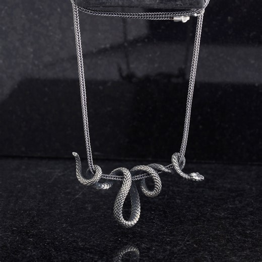 Handmade Sterling Silver Snake Pendant, Unisex Serpent Necklace - Etsy