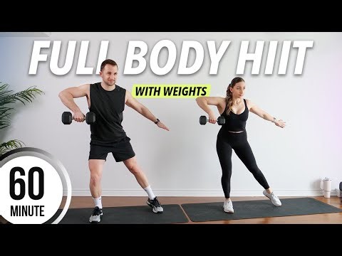 1 HOUR FULL BODY HIIT WORKOUT with Weights at Home [Strength & Cardio]