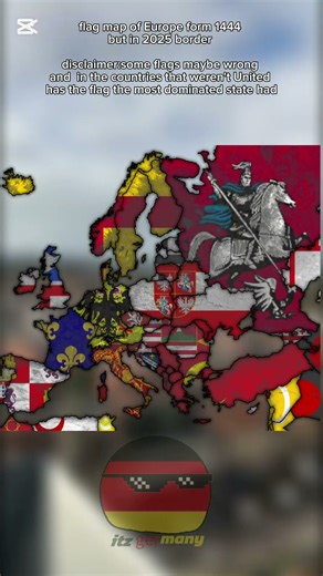 1444 Europe flag map in 2025 border