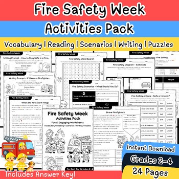 Fire Safety Worksheets | Fire Prevention Week Activities Grades 2-4