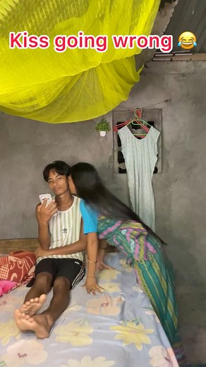 Kiss gone wrong 😂 #funnyreels #couplegoals | Moniras Rupu-couple