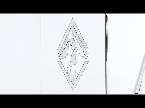Create a geometric mountain drawing