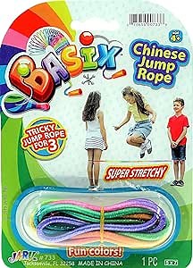 Chinese Jump Rope Elastic Jumping Rope Game for Kids & Adults I by JA-RU | Colorful Stretch Skip Rope for Girls and Boys. Party Favor Stocking Stuffer. Plus 1 Sticker | Item #733-s