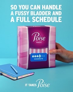 Poise Pads provide up to 12 hours of protection from bladder leaks. So you can take it easy while your pad works overtime. | Poise