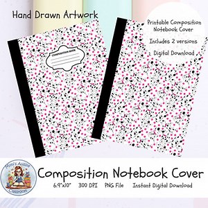 Printable Composition Notebook Cover PNG Back To School Kids Workbook Cover