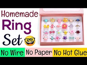 DIY rings without wire🌈😛Homemade cute ring set at home/ How to make ring at home/Homemade Diy Rings