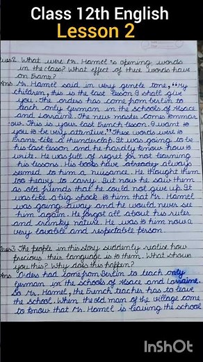 The Last Lesson | Class 12th English Chapter 1 | Summary l NCERT Questions Answers