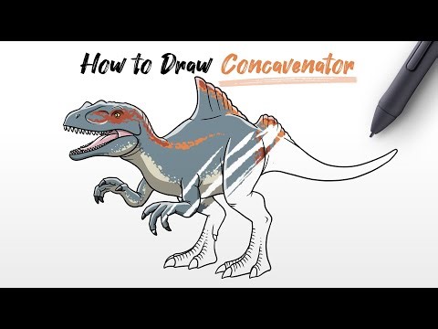 How to Draw Concavenator dinosaur from Jurassic World Fallen Kingdom Easy Step by Step