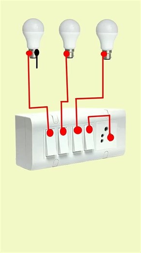 #4_switch_1_socket_connection_3_lamp #switch #connections #lamp #sockets #newvideo #shorts #electric