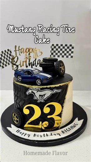 Cake inspirado en Mustang 🏁#tirecake #mustangcake #racingcake #short