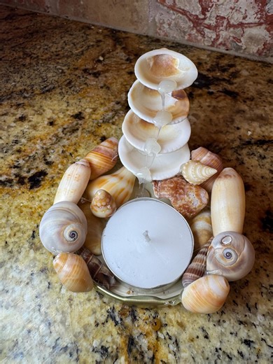 Seashell Tealight Candle Holder, Coastal Beach Decor, Handmade Shell Candle Tray, Ocean Cottagecore Decor - Etsy