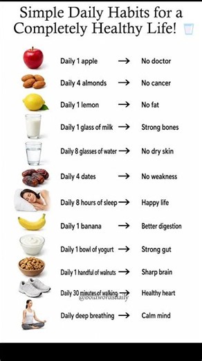12 Simple Daily Habits! 🍏 Best routines for a healthy body, sharp brain, and strong heart.
