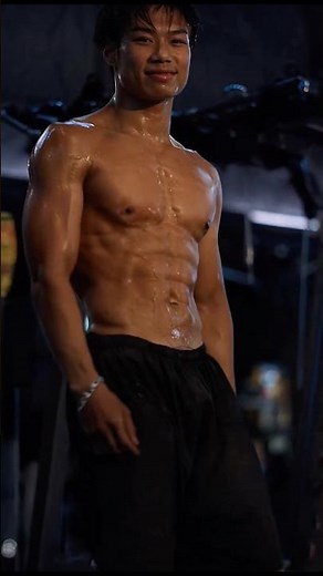 Sweaty Muscular Japanese Man Training Hard at the Gym #shorts #muscle