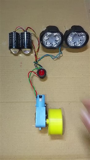 Motor Powering Into Two Bike Fog Light & Two Bike Headlight _ DC Motor. . . . Exciting experiments and fun projects with DC motors! Learn how to build practical and creative devices with basic tools. From DIY home gadgets to controlling motors with Arduino, and solving common issues in DC systems, our videos are perfect for tech enthusiasts and engineers. Subscribe to stay updated with the latest tutorials and scientific ideas! . . . . . . If you enjoyed our videos please subscribe us and like o