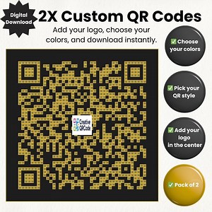 2 Códigos QR Personalizados Con Logo / Entrega Digital Al Instante Para Empresas Y Redes / Descargable - Etsy