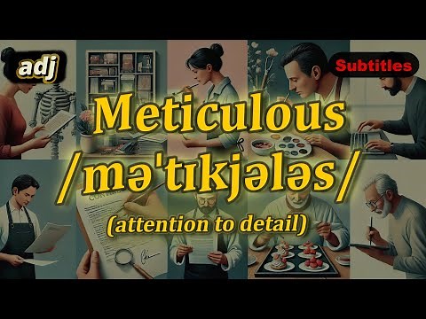 [adj] Meticulous meaning (attention to detail) with 5 examples