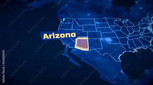 US Arizona state border 3D visualization, modern map outline, travel